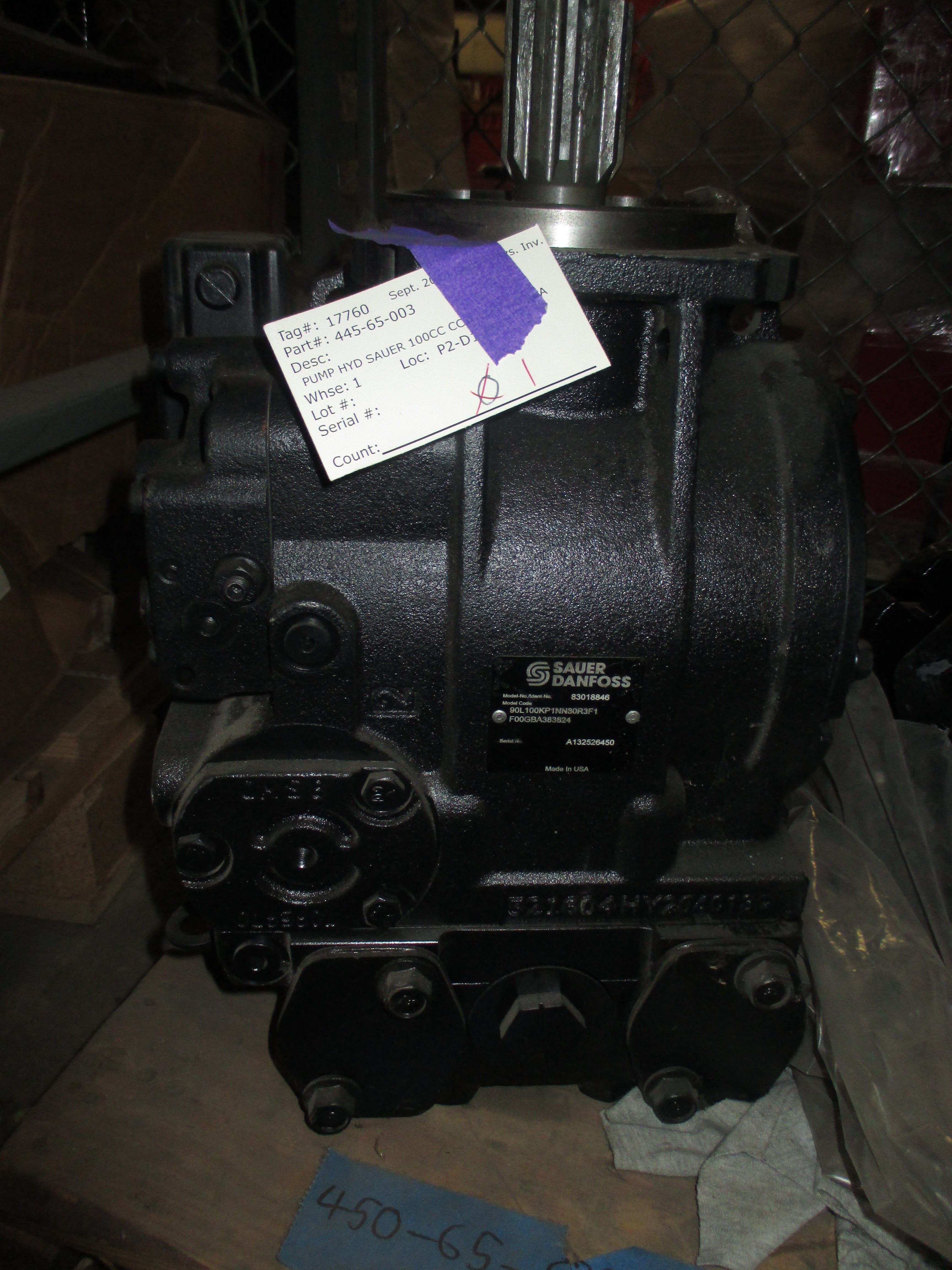 PUMP HYD SAUER 100CC CCW W/O AUX PA